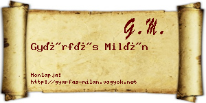 Gyárfás Milán névjegykártya